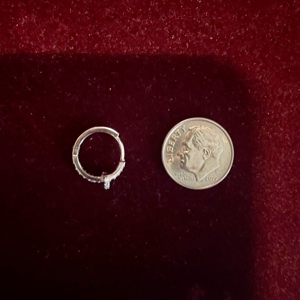 Sterling Silver Pave CZ Nail Hoops Huggies - Picture 7 of 7